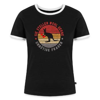 Stellen Wohl Gerne Unnötige Fragen Boxer Känguruh - Frauen Kontrast-T-Shirt - Schwarz/Weiß - Vorne - Selfina (174cm)