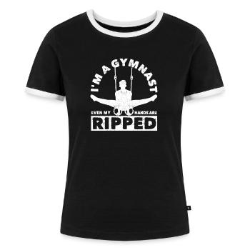 Ich bin ein Turner Sogar meine Hände sind gerissen - Frauen Kontrast-T-Shirt - Schwarz/Weiß - Vorne - Selfina (174cm)