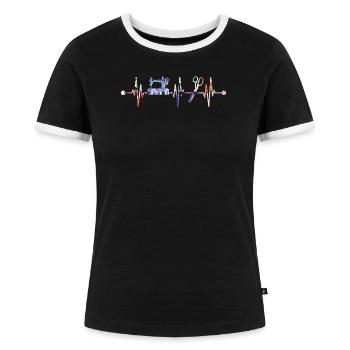 Couture Heartbeat Vêtements de tricot - T-shirt contrasté Femme - noir/blanc - Devant - Selfina (174cm)