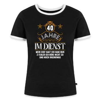 40 Jahre im Dienst 40 Jähriges Dienstjubiläum - Frauen Kontrast-T-Shirt - Schwarz/Weiß - Vorne - Selfina (174cm)