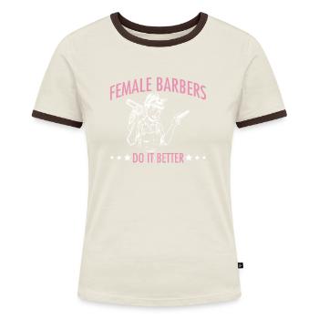 Les barbiers féminins le font mieux - T-shirt contrasté Femme - bleu/blanc - Devant