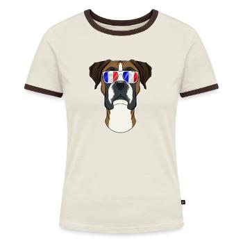 Boxer France Lunettes de Soleil I Drapeau Français - T-shirt contrasté Femme - bleu/blanc - Devant