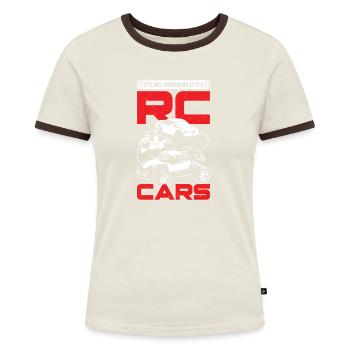 Drôle RC télécommande voiture Hobby Cadeau - T-shirt contrasté Femme - bleu/blanc - Devant