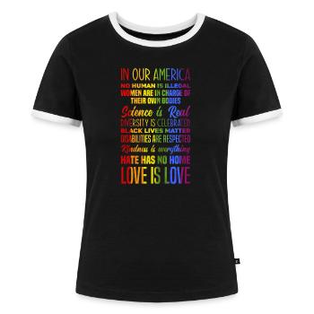 LGBT Pride LGBTQ Pride - Frauen Kontrast-T-Shirt - Schwarz/Weiß - Vorne - Selfina (174cm)