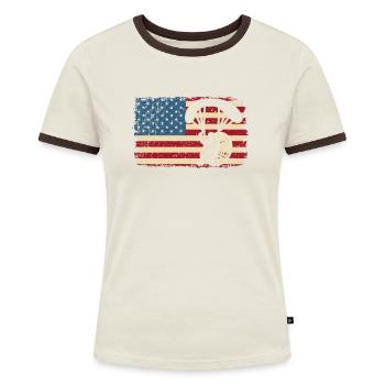 Paragliding Fallschirmspringer USA Flagge Skydive - Frauen Kontrast-T-Shirt - Blau/Weiß - Vorne