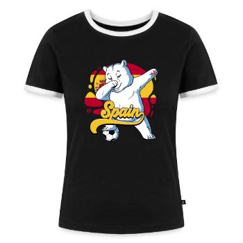 Spanien Fußball - Frauen Kontrast-T-Shirt - Schwarz/Weiß - Vorne - Selfina (174cm)