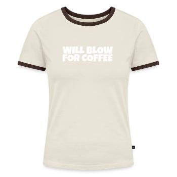Instrument à vent Cuivres Musicien Café Amoureux Cadeau - T-shirt contrasté Femme - bleu/blanc - Devant