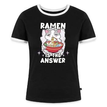 funny sushi lover Japan sashimi ramen maki - Women's Ringer T-Shirt - black/white - Front - Selfina (174cm)