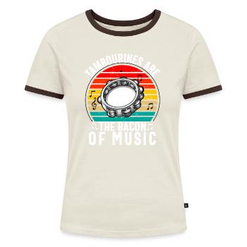 Tamburin für Männer Frauen Lustiger Tamburinspieler - Frauen Kontrast-T-Shirt - Blau/Weiß - Vorne