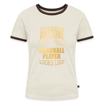 handball - T-shirt contrasté Femme - bleu/blanc - Devant
