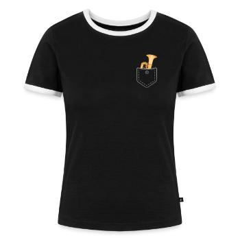 Tuba Tuba De Jeu de Musique Cadeau - T-shirt contrasté Femme - noir/blanc - Devant - Selfina (174cm)