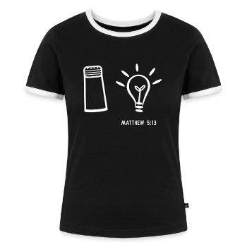 Salt and Light christliches christen Geschenk - Frauen Kontrast-T-Shirt - Schwarz/Weiß - Vorne - Selfina (174cm)