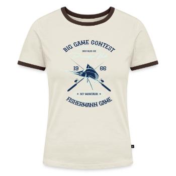 Big Game Contest Paradise Hook Mojo Design Tee - Frauen Kontrast-T-Shirt - Blau/Weiß - Vorne