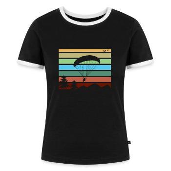 Gleitschirmfliegen - Frauen Kontrast-T-Shirt - Schwarz/Weiß - Vorne - Selfina (174cm)