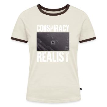 Conspiracy Realist Spaceship UFO Alien Theories Fu - T-shirt contrasté Femme - bleu/blanc - Devant