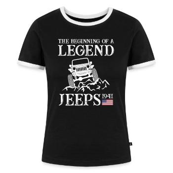 Jeeps Legend - Frauen Kontrast-T-Shirt - Schwarz/Weiß - Vorne - Selfina (174cm)