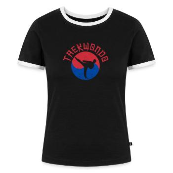 Tae Kwon Do Eum Yang Funny Taekwondo Koreanische - Frauen Kontrast-T-Shirt - Schwarz/Weiß - Vorne - Selfina (174cm)