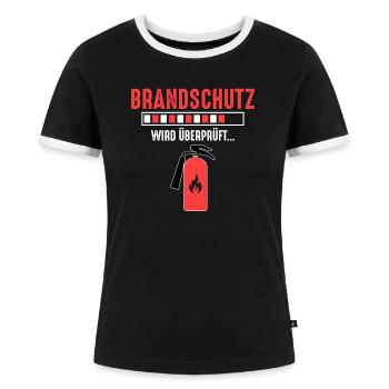 Brandschutz überprüft Brandschutzbeauftragter - Frauen Kontrast-T-Shirt - Schwarz/Weiß - Vorne - Selfina (174cm)