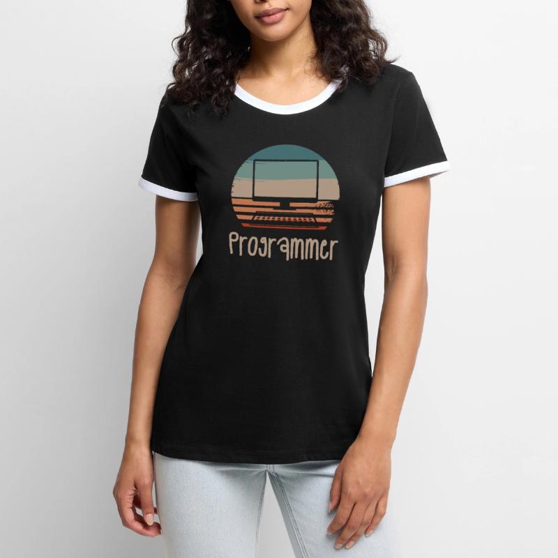 Retro Vintage Programmer Computer Programming Frauen Kontrast-T-Shirt