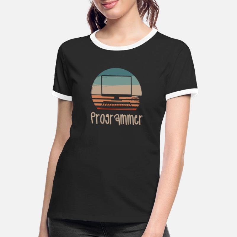 Retro Vintage Programmer Computer Programming Frauen Kontrast-T-Shirt