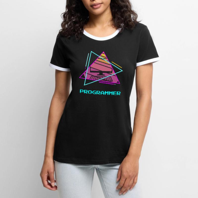Retro Programmer Computer Programming Women's Ringer T-Shirt