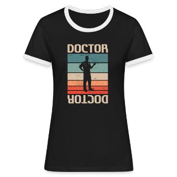 Retro Vintage Classic Doctor Medical - Frauen Kontrast-T-Shirt - Schwarz/Weiß - Vorne - Selfina (174cm)