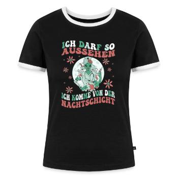Ich Darf So Aussehen Ich Hatte Nachtdienst - Frauen Kontrast-T-Shirt - Schwarz/Weiß - Vorne - Selfina (174cm)