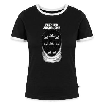 Fechter Fechtmeister Lustig Fechtsportler - Frauen Kontrast-T-Shirt - Schwarz/Weiß - Vorne - Selfina (174cm)
