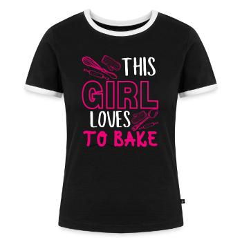 This girl loves kitchen utensils - Women's Ringer T-Shirt - black/white - Front - Selfina (174cm)