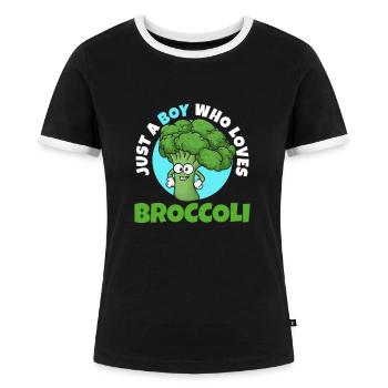 Juste un garçon qui aime le brocoli - T-shirt contrasté Femme - noir/blanc - Devant - Selfina (174cm)
