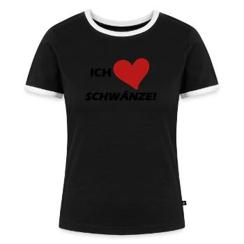 Ich liebe Schwänze shirt Penis, Männer - Frauen Kontrast-T-Shirt - Schwarz/Weiß - Vorne - Selfina (174cm)