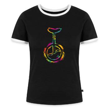 Einrad - Frauen Kontrast-T-Shirt - Schwarz/Weiß - Vorne - Selfina (174cm)