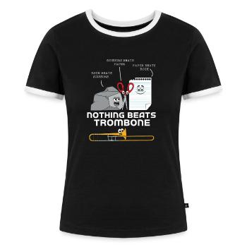 Trombone - Women's Ringer T-Shirt - black/white - Front - Selfina (174cm)