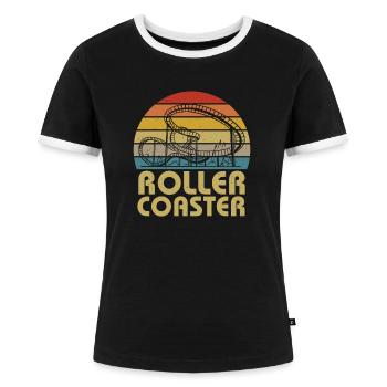 Vintage Theme Park Amusement Park Retro Roller Coa - Frauen Kontrast-T-Shirt - Schwarz/Weiß - Vorne - Selfina (174cm)