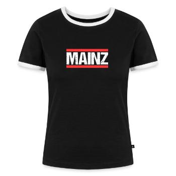 Mainzerin Mainzer Mainz - Frauen Kontrast-T-Shirt - Schwarz/Weiß - Vorne - Selfina (174cm)