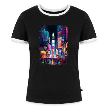 New York - Frauen Kontrast-T-Shirt - Schwarz/Weiß - Vorne - Selfina (174cm)