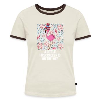 4th Of July Little Firecracker On The Way US Flag - Frauen Kontrast-T-Shirt - Blau/Weiß - Vorne