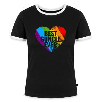 Best Guncle Ever Gay Uncle Gay - Women's Ringer T-Shirt - black/white - Front - Selfina (174cm)