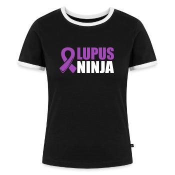 Lupus bevidsthed Lupus kriger - Dame kontrast-T-shirt - sort/hvid - Foran - Selfina (174cm)
