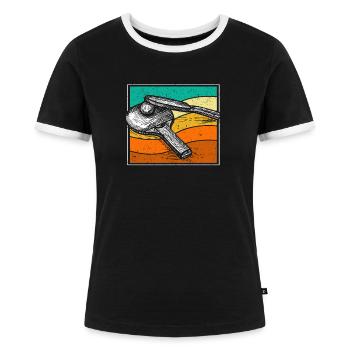 Lustige Tischtennis-Liebhaber Retro Vintage Ping - Frauen Kontrast-T-Shirt - Schwarz/Weiß - Vorne - Selfina (174cm)