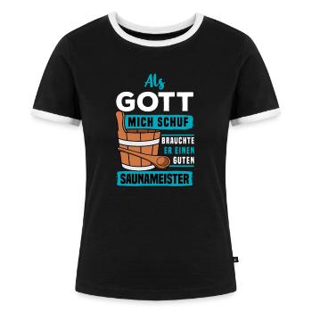 Saunagang Saunaaufguss Saunieren Wellness Sauna - Frauen Kontrast-T-Shirt - Schwarz/Weiß - Vorne - Selfina (174cm)