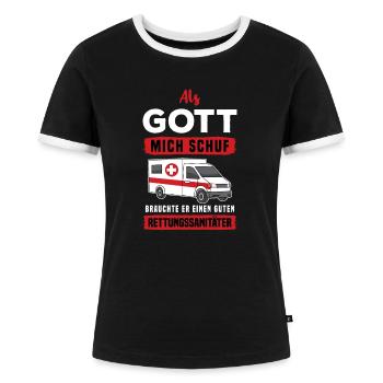 Sanitäter Notarzt Rettungshelfer Rettungsdienst - Frauen Kontrast-T-Shirt - Schwarz/Weiß - Vorne - Selfina (174cm)
