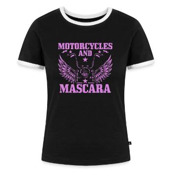 Motorcycle Biker Funny Gift - Women's Ringer T-Shirt - black/white - Front - Selfina (174cm)