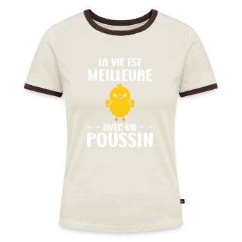 Humour bébé poussin - T-shirt contrasté Femme - bleu/blanc - Devant