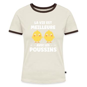 Humour bébé poussin - T-shirt contrasté Femme - bleu/blanc - Devant