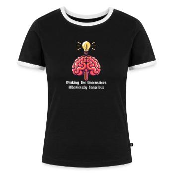 Psychologue inconscient hilarant conscient - T-shirt contrasté Femme - noir/blanc - Devant - Selfina (174cm)