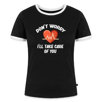 Mach Dir Keine Sorgen, Ich Werde Mich Um Dich - Frauen Kontrast-T-Shirt - Schwarz/Weiß - Vorne - Selfina (174cm)