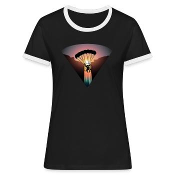 Paramotor Sonne Paragliding - Frauen Kontrast-T-Shirt - Schwarz/Weiß - Vorne - Selfina (174cm)