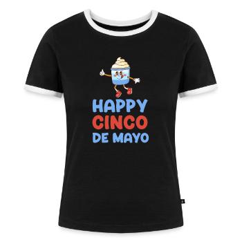 Happy Cinco De Mayo Mayonnaise Drôle Sucrée - T-shirt contrasté Femme - noir/blanc - Devant - Selfina (174cm)