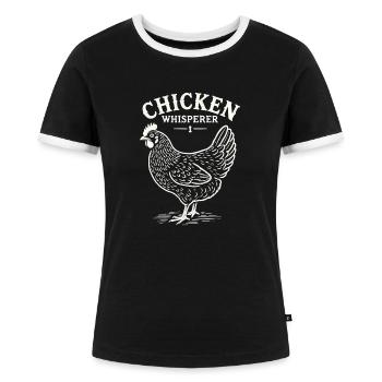 Hühnerflüsterer - Frauen Kontrast-T-Shirt - Schwarz/Weiß - Vorne - Selfina (174cm)